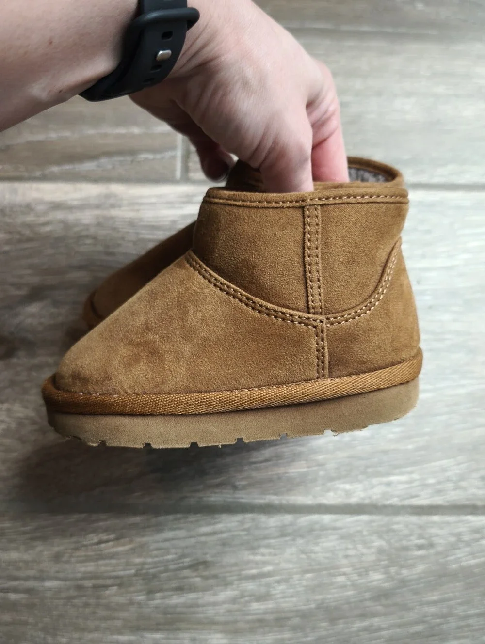 Gap Girls Brown Faux Suede Ankle Boots Size 5 Cozy Winter Boots